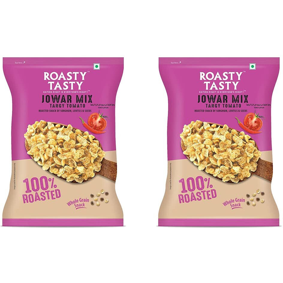 Roasty Tasty Roasted Snack of Jowar Mix, Lentils And Seeds Millet Snacks -Sorghum (Jowar) Flakes, Bengal Gram (Chana Dal), Red Lentil (Masoor) Value Pack - 400g (Pack of 2 200g each) | Export Quality | Gluten Free Snacks | Healthy Diet Snacks