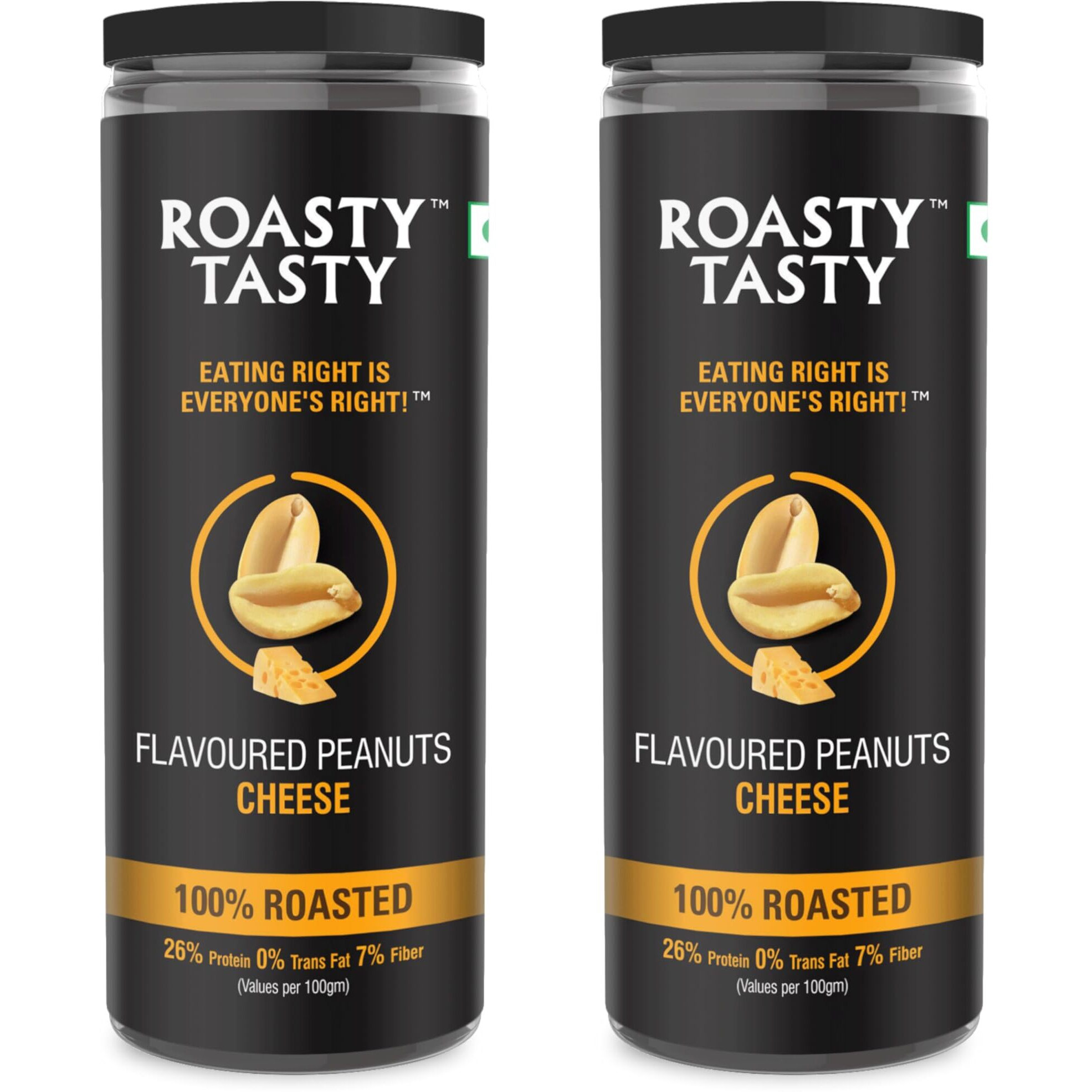 Roasty Tasty Premium Cheesy Flavour Roasted Peanuts | Healthy Snacks | Rich in Protein & Fibre | Roasted, Not Fried Snacks | Healthy Food | Gluten Free, Zero Cholesterol | Namkeen Peanuts | Crunchy Masala Peanuts | Pack of 2 (150g each)