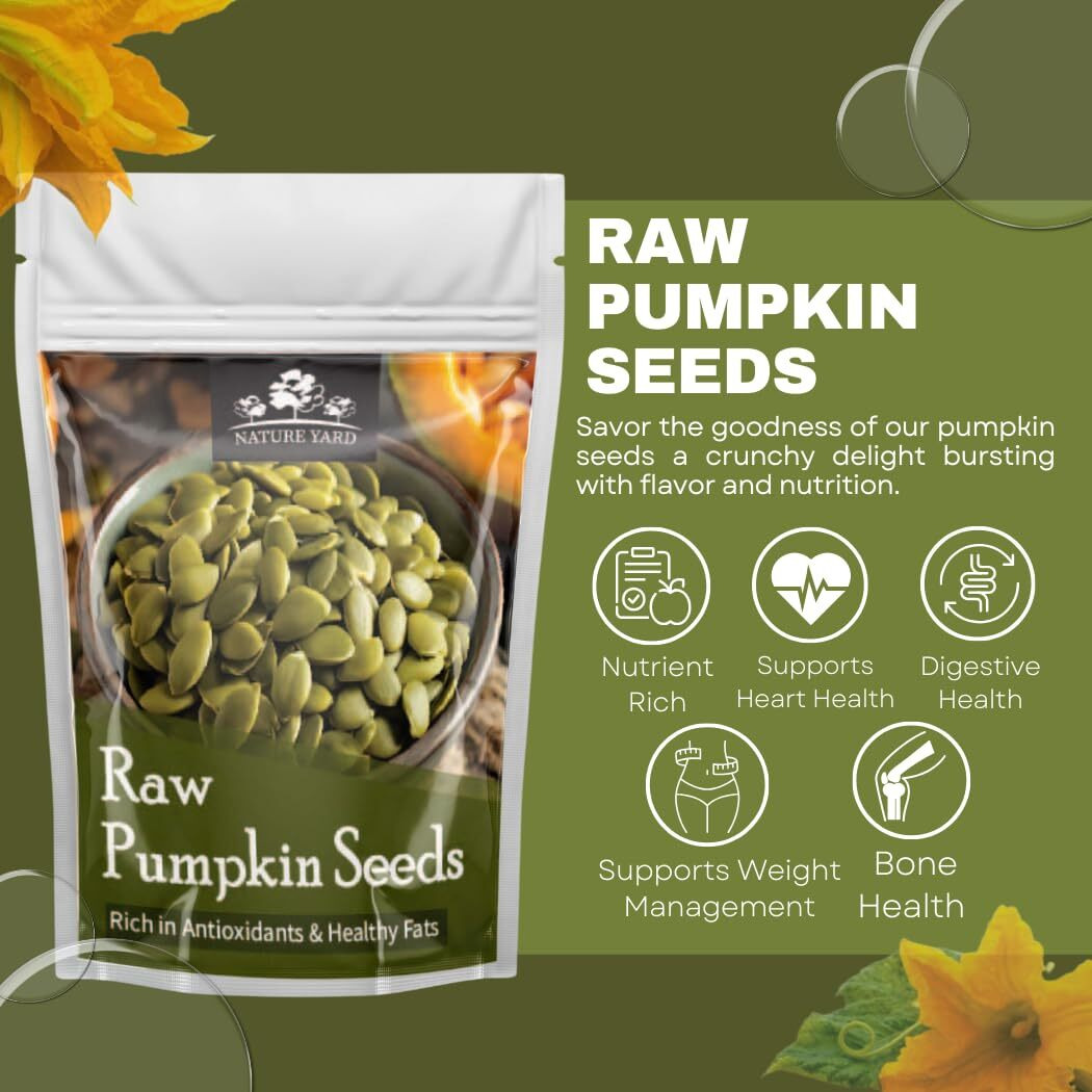 NATURE YARD Organic Pumpkin Seeds for eating - 2 * 1kg - 100% Natural Protein & Fiber Rich Seeds/Kaddu Ke Beej/Immunity Booster/Packed with Antioxidants & Healthy Fats/Healthy Superfood Snack