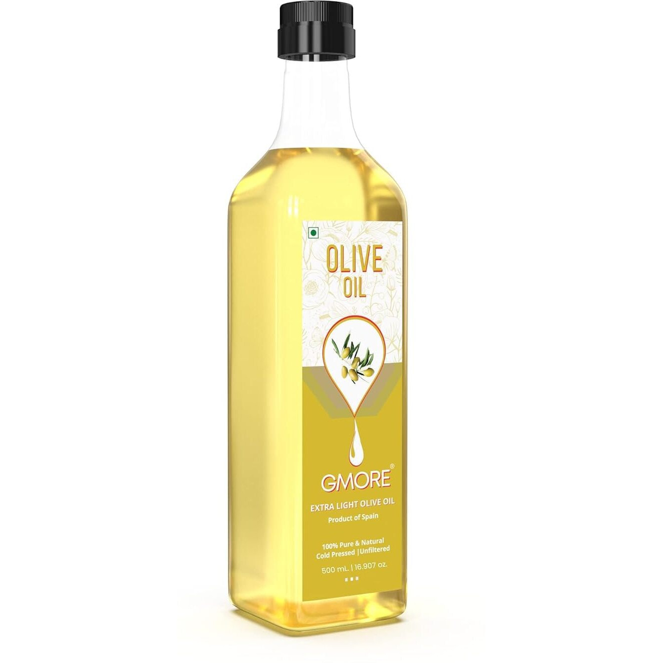 GMORE - Cold Pressed - Extra Light - Olive Oil - Organic - 100% Pure & Natural Olive Oil (1000ml)