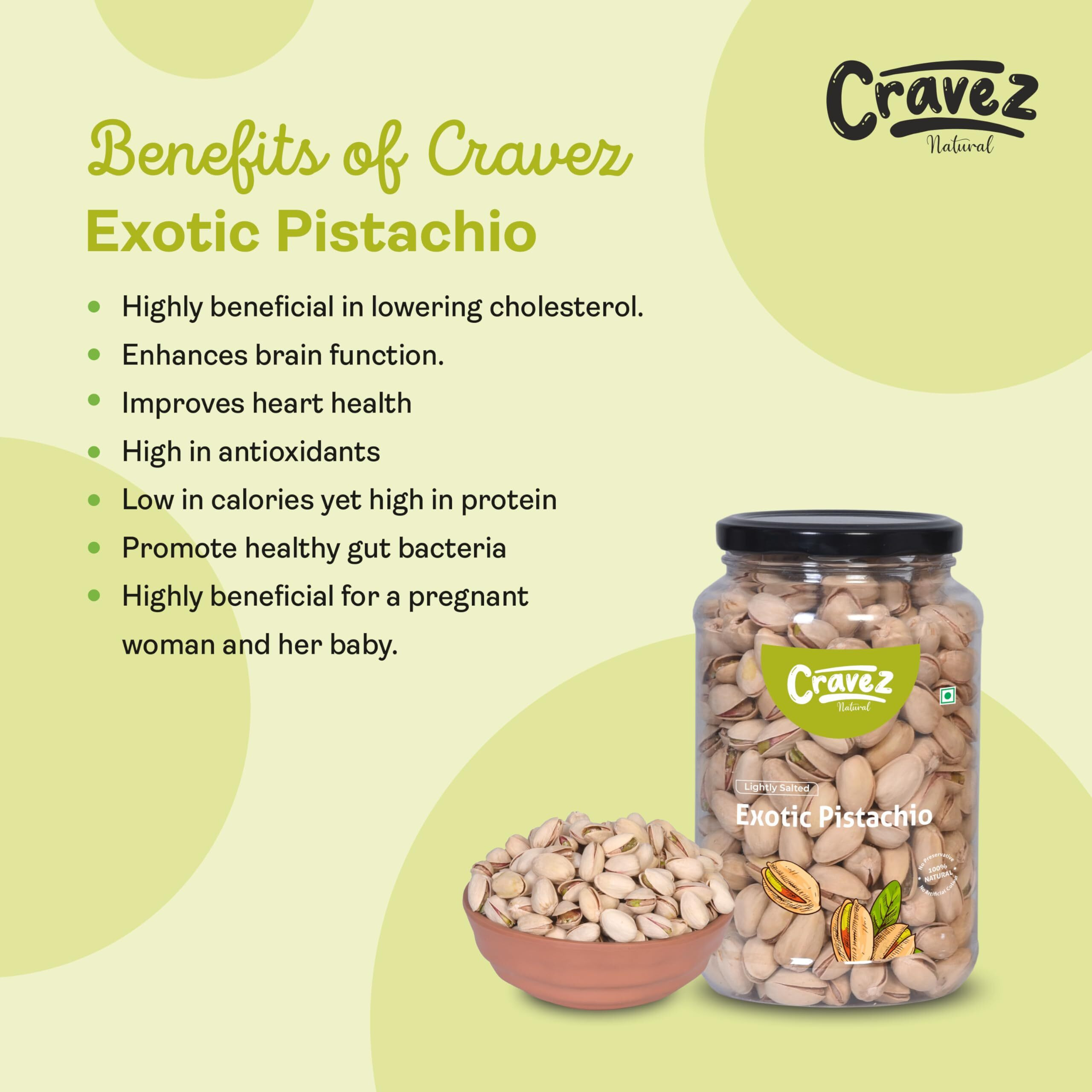 Cravez Premium California Lightly Salted Pistachios 250gm | Pista Dry Fruit | Tasty & Healthy | High in Protein & Dietary Fiber | Gluten Free & Low Calorie Nuts | Boost Immunity | Gluten Free
