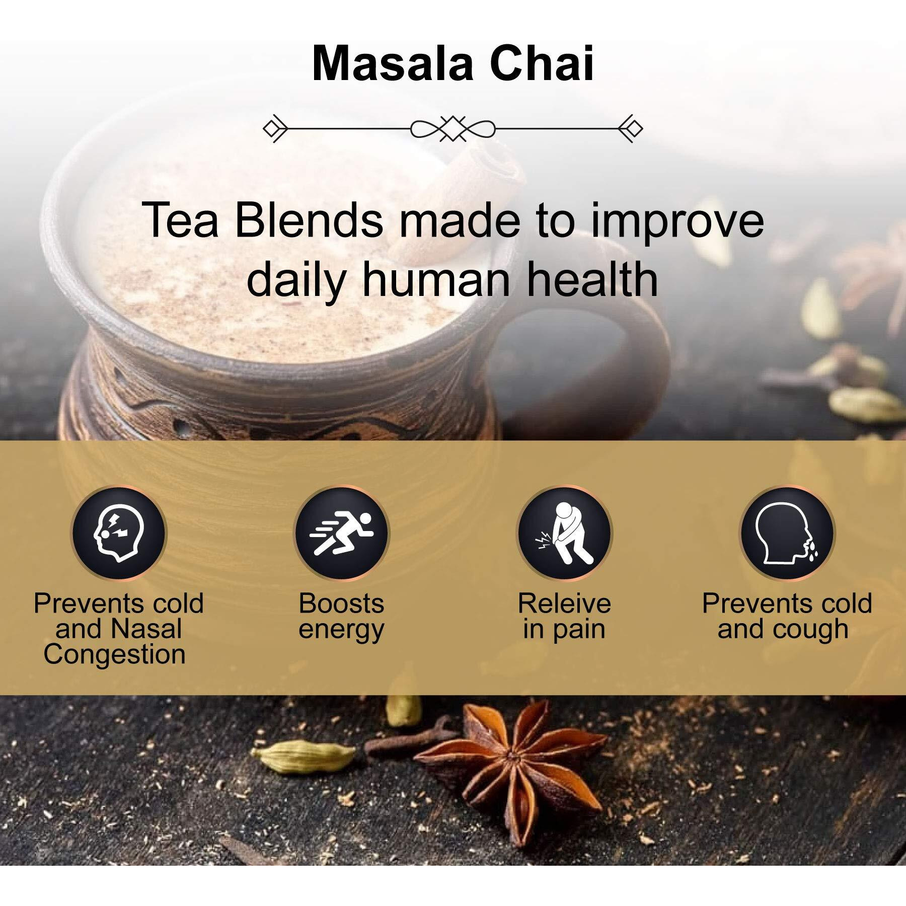 The Tea Heaven|Tea Gift-Masala Chai Whole Leaf Tea 150 Grams 50 Cups|Ginger Cardamom Cinnamon Cloves Star Anise Black Pepper|Double Lid Moisture Proof Container (Black Moisture Proof Container)