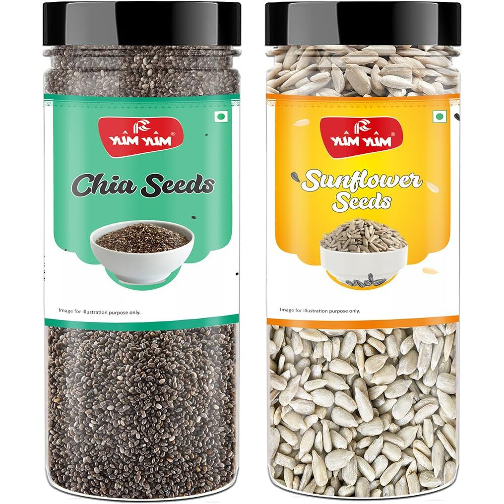 YUM YUM Roasted Seeds Combo Pack of 2- Chia 200g, Sunflower 200g
