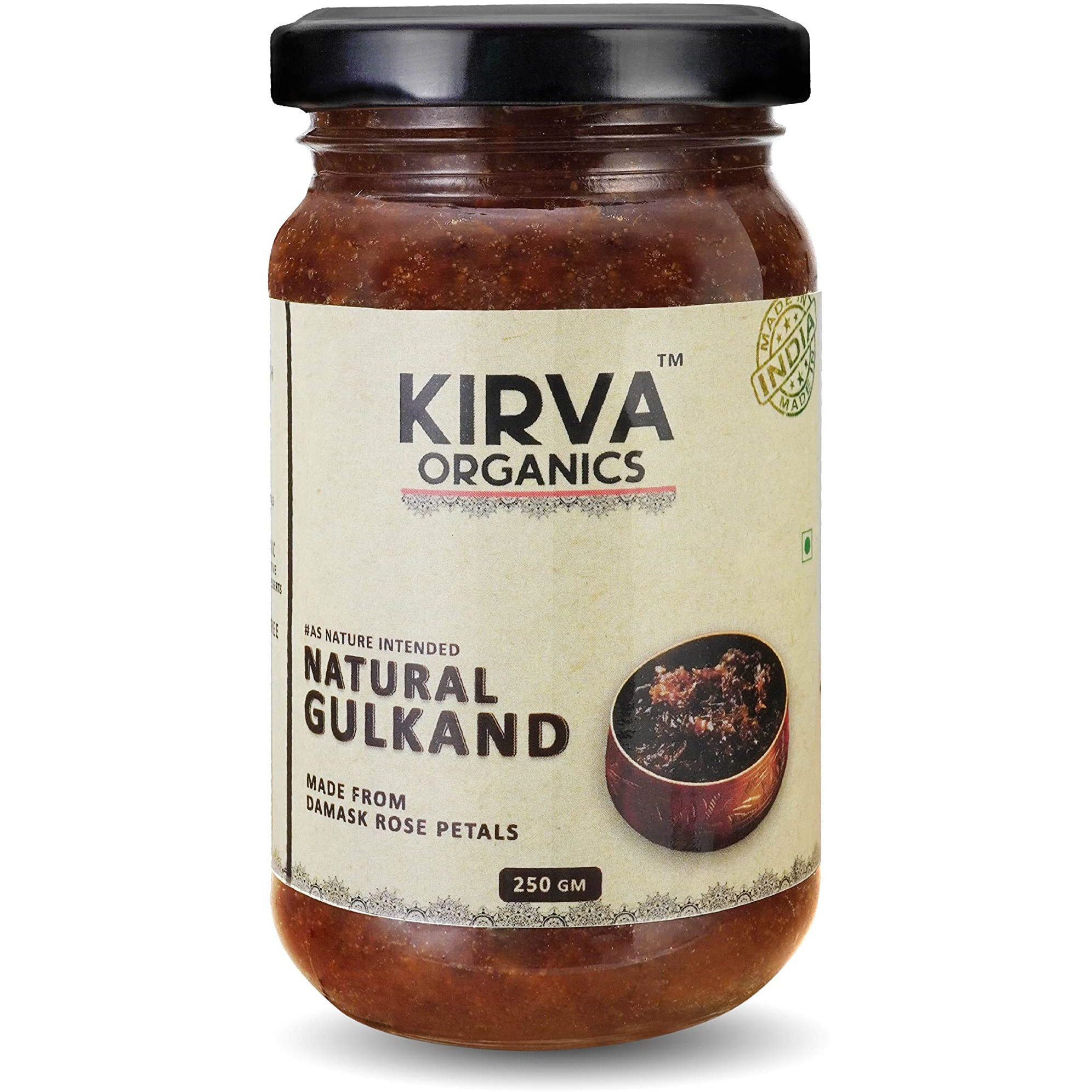 Kirva Organics Suncooked Natural Gulkand | Damask Rose Petals & Mishri - 250gm (Pack of 2)