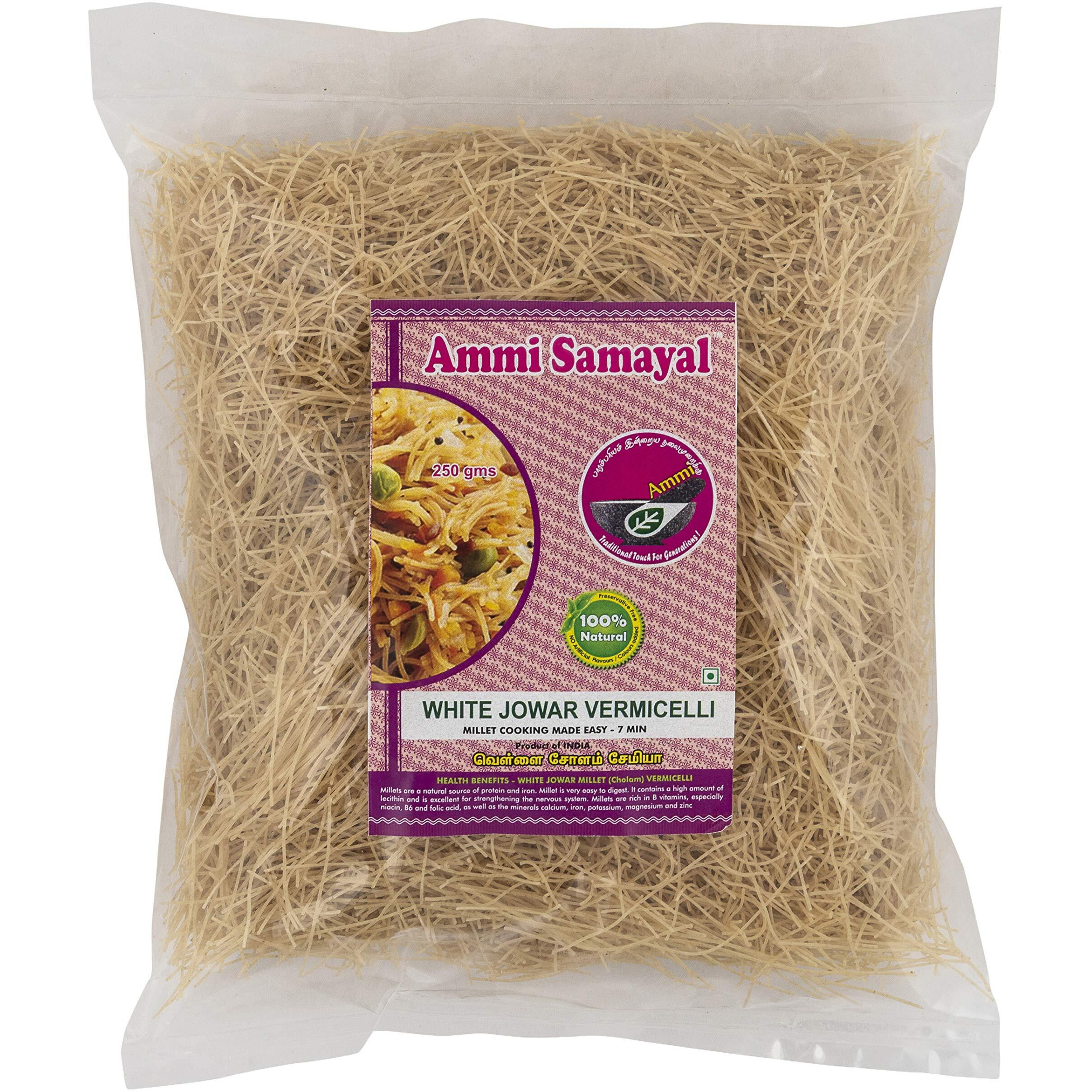 Ammi Samayal White Jowar Vermicelli (Semia)|Premium & Organic Sevai|Control Blood Sugar Levels|Roasted Pantry Semiya|South Indian Sevaiya|Fiber-Rich Breakfast|Pack-2|350 Grams Each,Preservative Free