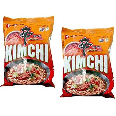 Nongshim Shin Ramyun Kimchi Instant Noodles 120Gm*2Pack,Non Vegetarian (Imported)
