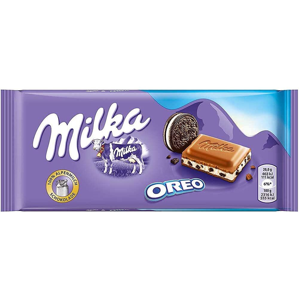 Milka Oreo Milk Chocolate Bar Pouch, 2 X 100 grams