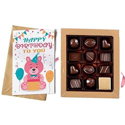 Redbakers.in Happy Birthday Chocolate Gift Box & Greeting Card Combo Gift Pack (Tikteddy) - 250 Gm