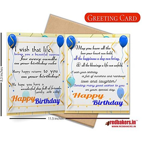 Redbakers.in Happy Birthday Chocolate Gift Box & Greeting Card Combo Gift Pack (Tikblue) - 250 Gram