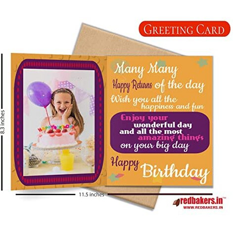 Redbakers.in Happy Birthday Chocolate Gift Box & Greeting Card Combo Gift Pack (Tikyellow, 250 Gram)