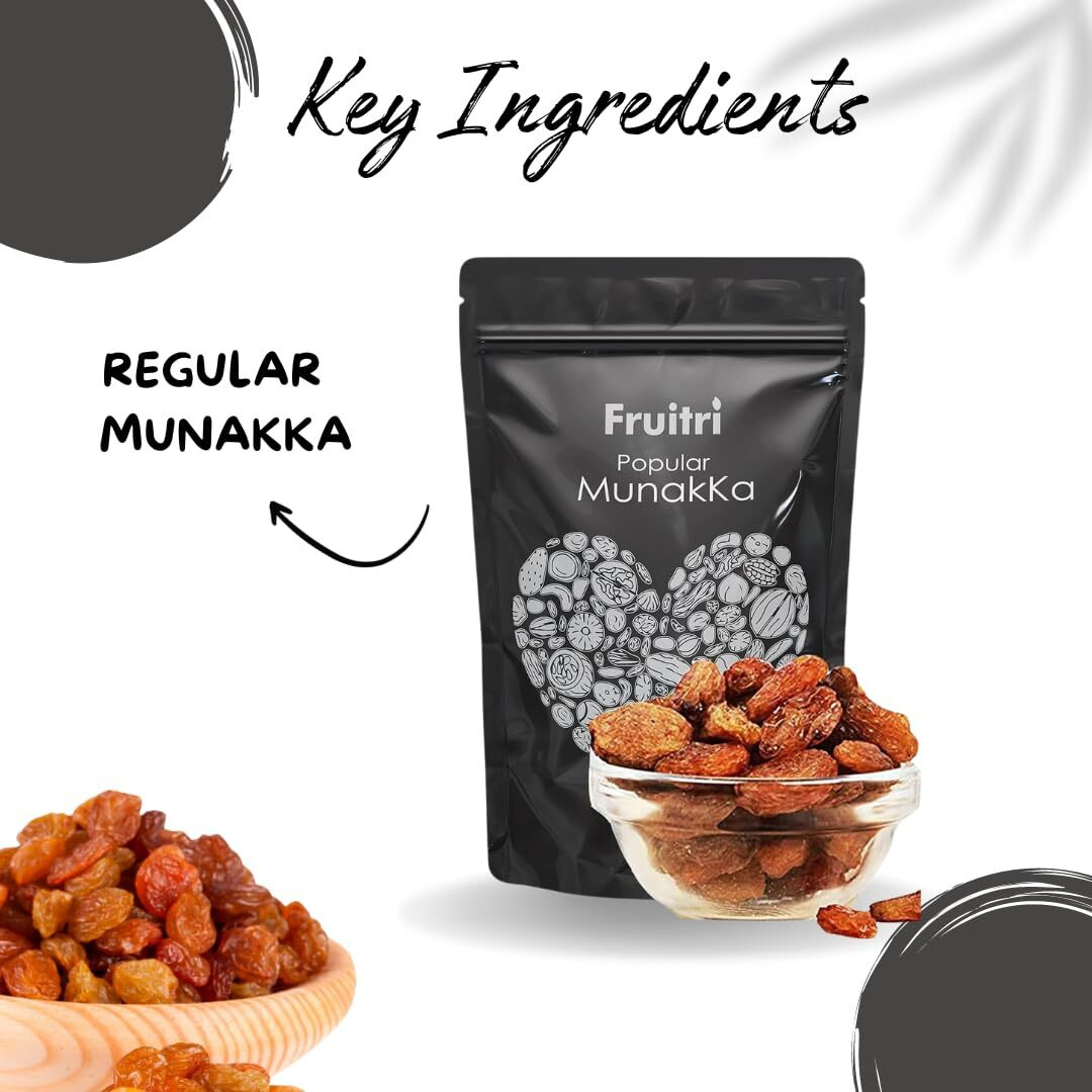 Fruitri Regular Large Raisins with Seeds, Munakka dry fruit, 200g