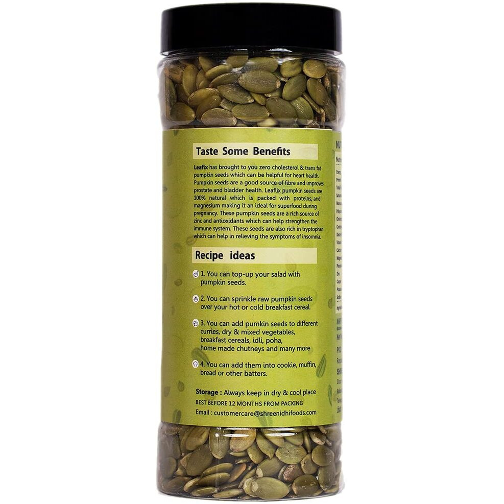 Leaflix Premium Pumpkin Seeds in Resealable Sprinkler Bottle 310g | Pumpkin Seeds for Eating | Protein and Fiber Rich Diet food | Seeds for Eating
