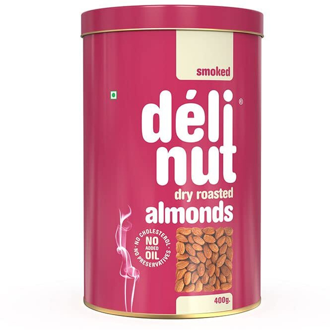 Delinut Dry Roasted Almonds | Smoked 400gm