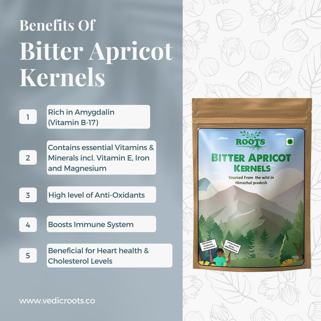 Vedic Roots Roots|Bitter Apricot Kernels - Fresh, 100 Gram
