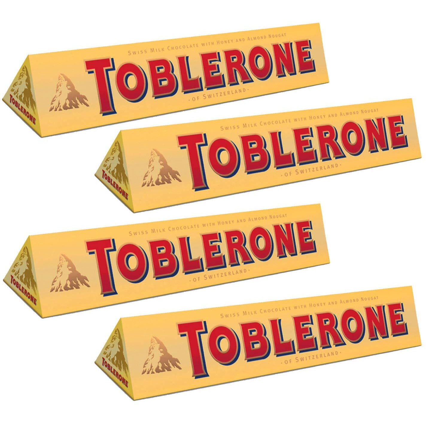 Toblerone Milk Chocolate With Honey And Almond Nougat Pack Of 4, X 100 Gram