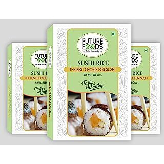 Future Foods Premium Japanese Sushi Rice|Short Grain|Healthy & Rich In Iodine|Sugar Free & Gluten Free|Cholesterol & Fat Free|Supports Digestion|Helps Boost Immune System|900 Gram (Pack Of 3)