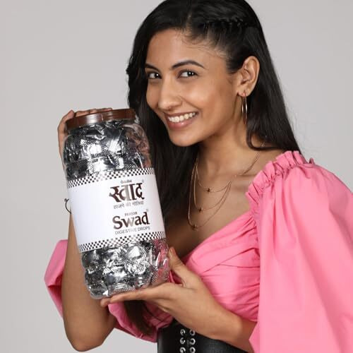 Swad Candy Jar (Digestive & Tangy Indian Masala Flavour Sweet Toffee) Vegan & Gluten Free, 250 Candies Jar