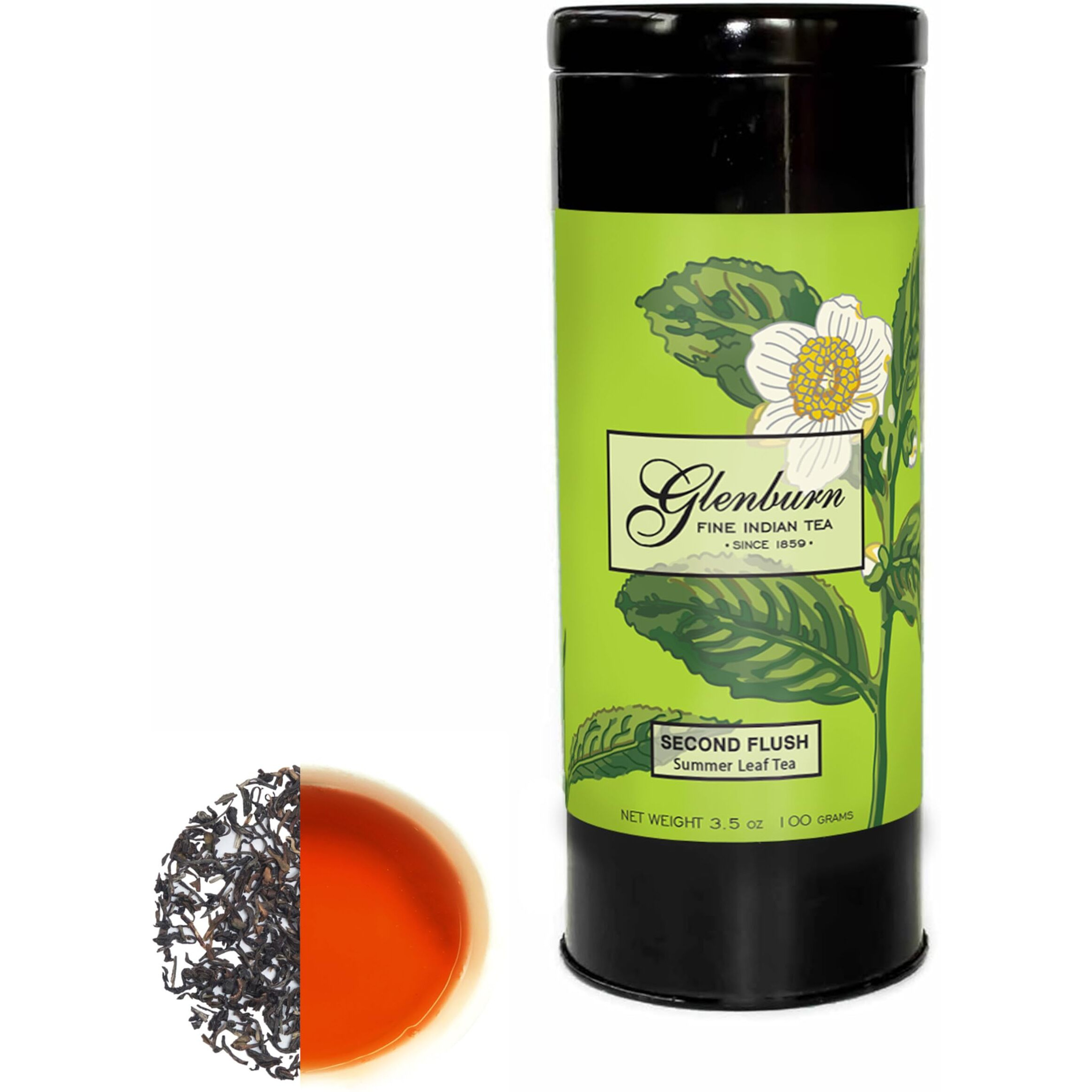 Glenburn Tea Direct Second Flush Darjeeling Orthodox Whole Leaf Black Tea - 100g Tin | Rich Muscatel Flavor, Premium Loose Leaf, Early Summer Harvest, Clonal Plants, Elegant Gift Tin Packaging