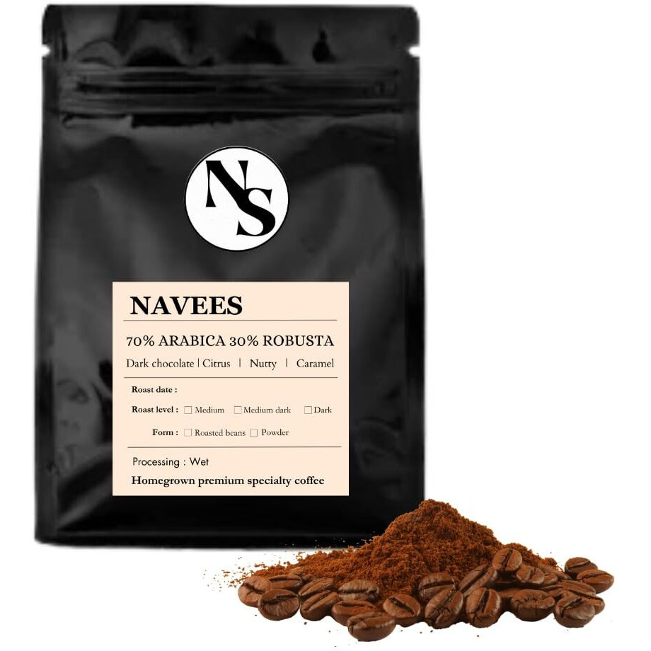 Navees Coffee | Premium blend 70% Arabica 30% Robusta | Medium fine grind | South Indian Filter coffee | Freshly Roasted | Single Origin | 0% chicory | Delivered straight from our Farm | 1 kg