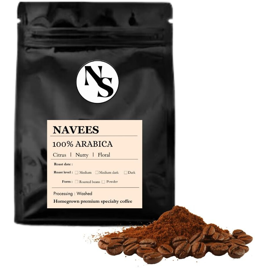 Navees coffee | Pour over coffee| 100 percent pure Arabica Coffee Powder | Medium grind suits pour over | Freshly Roasted | Single Origin Coffee | Medium roast | 0% chicory | 1 kg