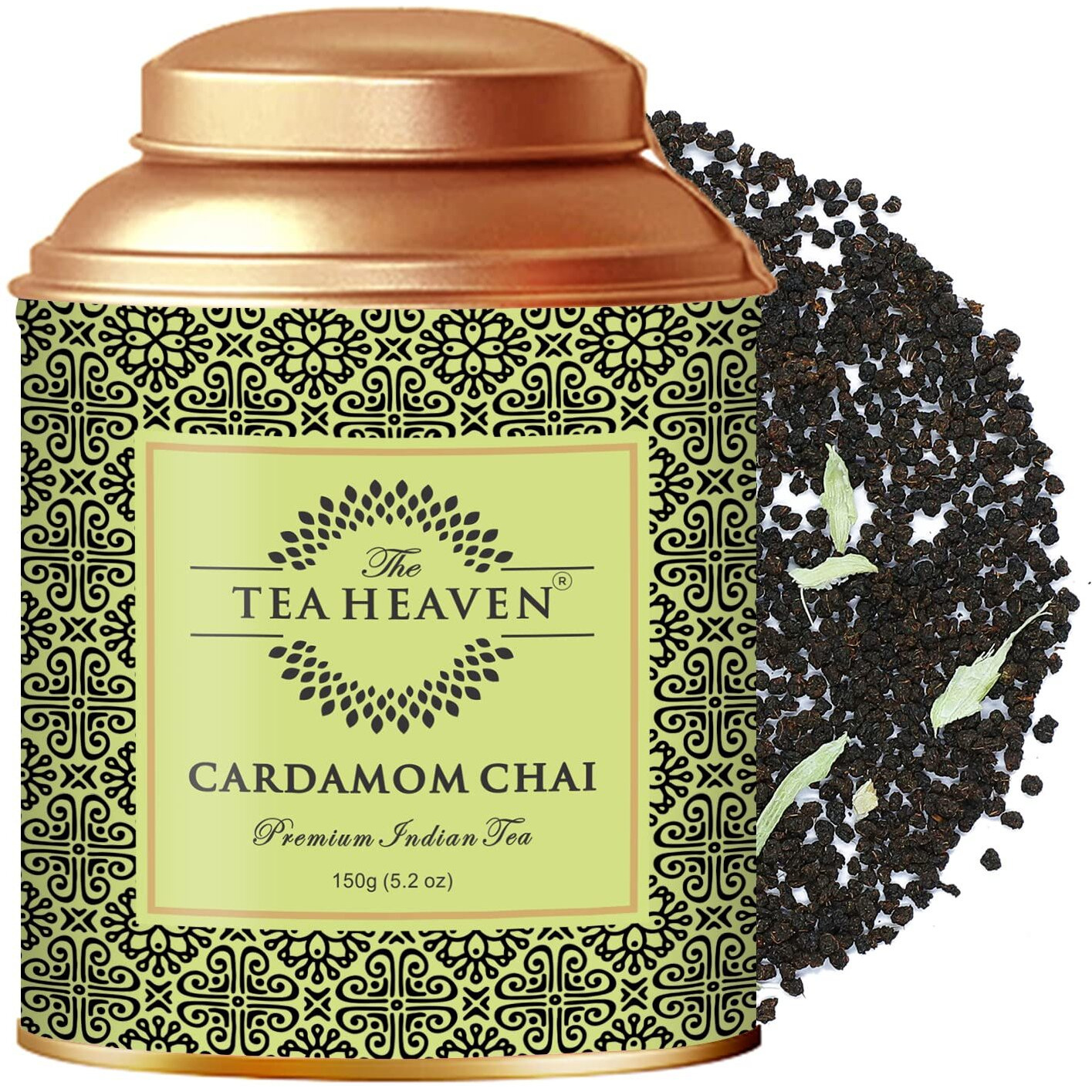 The Tea Heaven | Tea Gift - Elaichi Cardamom Chai Tea Loose Leaves, Treats Cold And Cough- 100% Natural Ingredients- 150Gm(50 Cups)