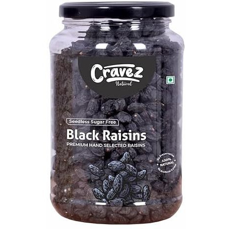 Cravez Seedless Black Raisins 250 gm | Kali Kishmish | High in Antioxidants | Naturally Sweet & tasty | Fiberous & Delicious for Snacking | No Preservatives | No Additives | Healthy Snacks