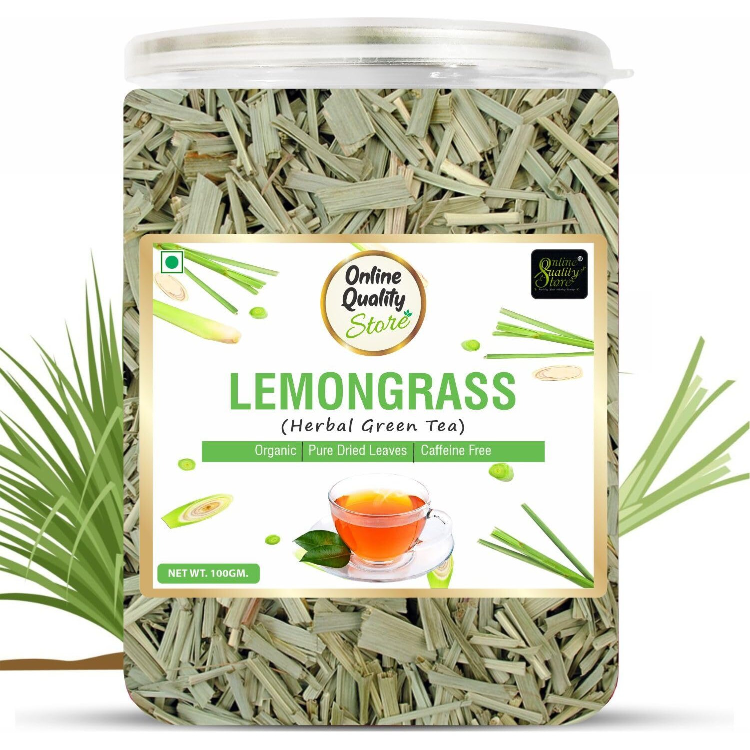 Online Quality Store Organic Lemongrass Herbal Tea - 50 Gm | Lemongrass Tea Leaves | Lemon Grass Herbal Green Tea