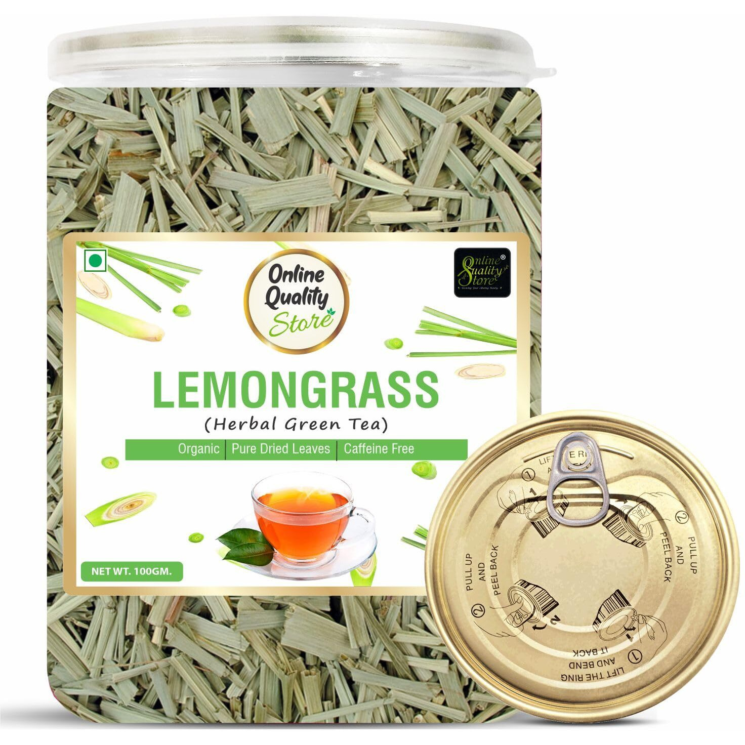 Online Quality Store Organic Lemongrass Herbal Tea - 50 Gm | Lemongrass Tea Leaves | Lemon Grass Herbal Green Tea