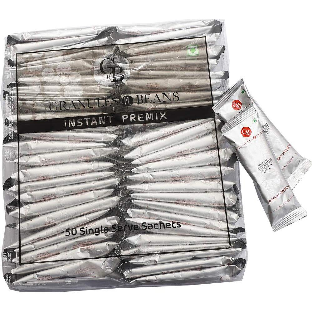 GnB GRANULES n BEANS Instant Premix Lemongrass Ginger Chai - (50 Single Serv Sachets), 800 Gram