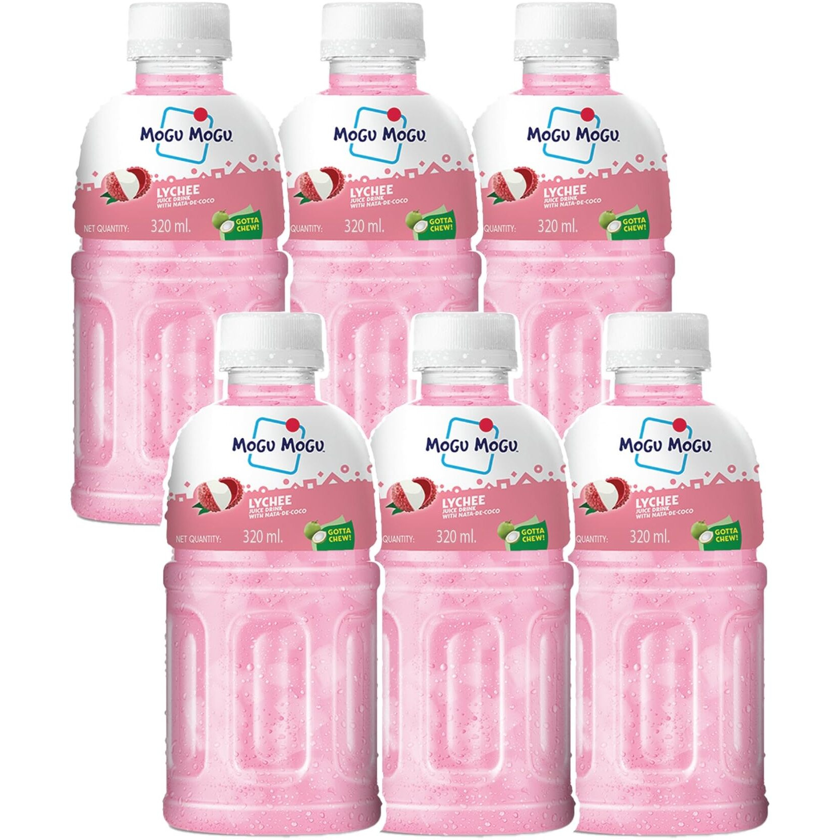 Mogu Mogu Lychee Juice 25% with NATA De Coco 300 ml (Pack of 6)