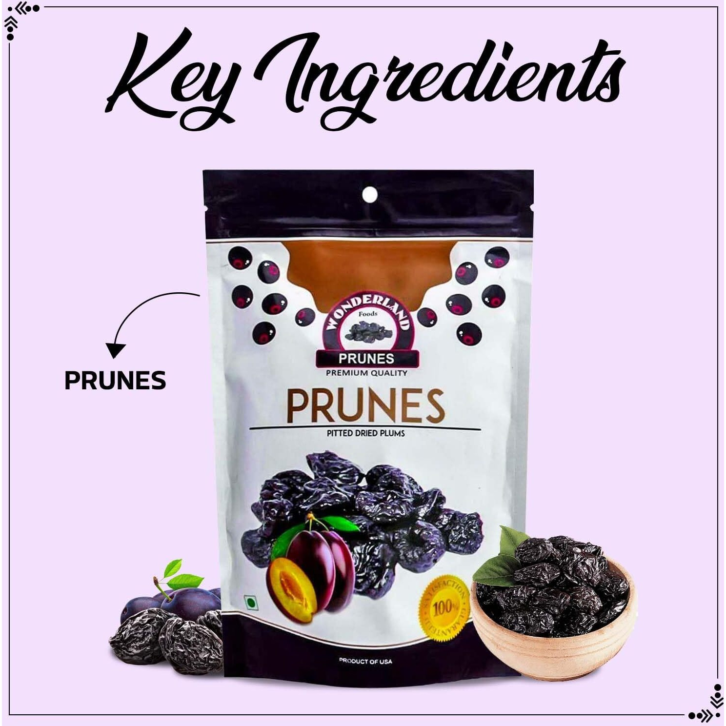 WONDERLAND FOODS Healthy & Tasty Californian Seedless (Pitted) Prunes 400g Pouch (200gX2)