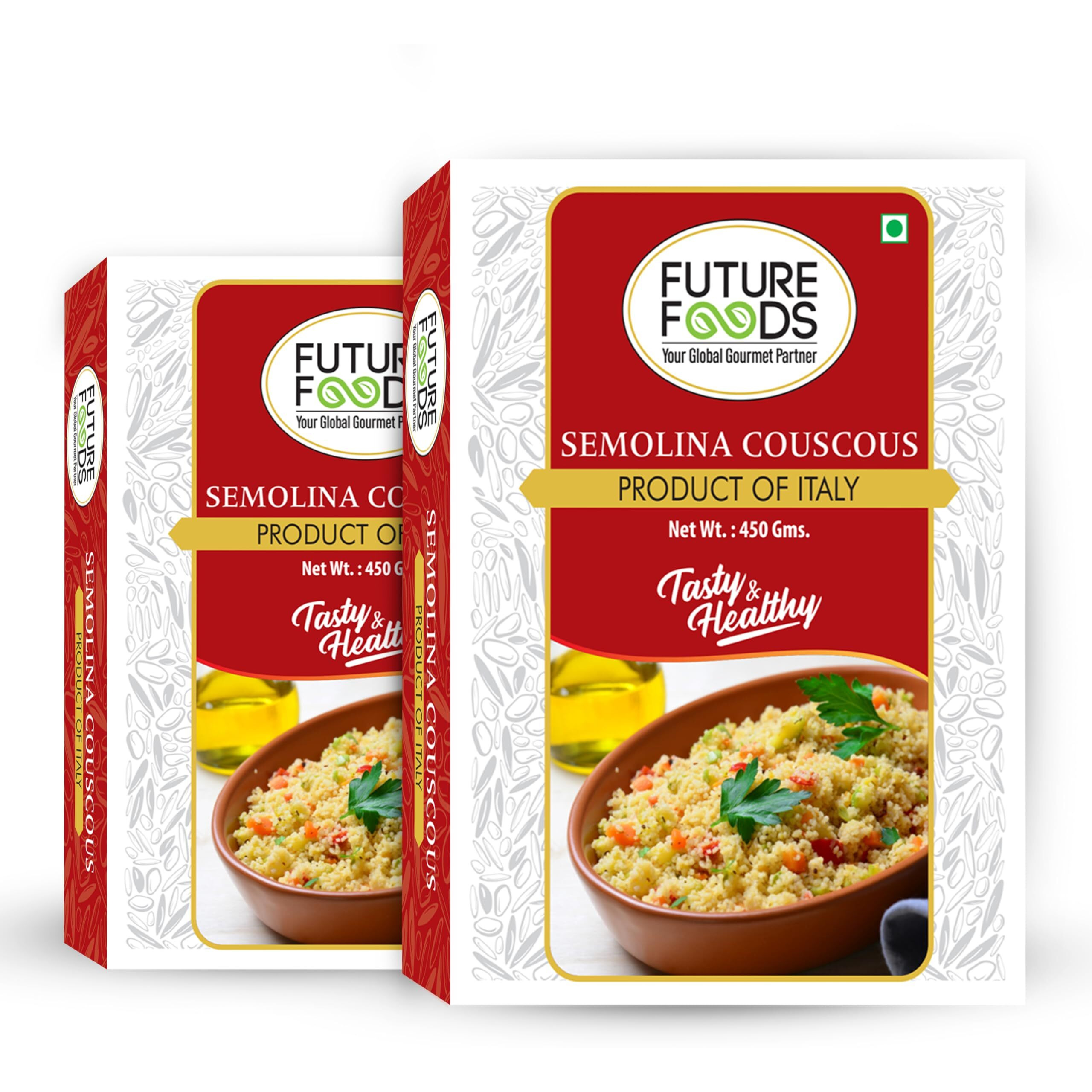 Future Foods Semolina Couscous | Mild and Neutral Taste | Light and Fluffy Texture | Good Fiber Source | with Multiple Health Benefits | Helps Lower Cholesterol | 450g (Pack of 2)