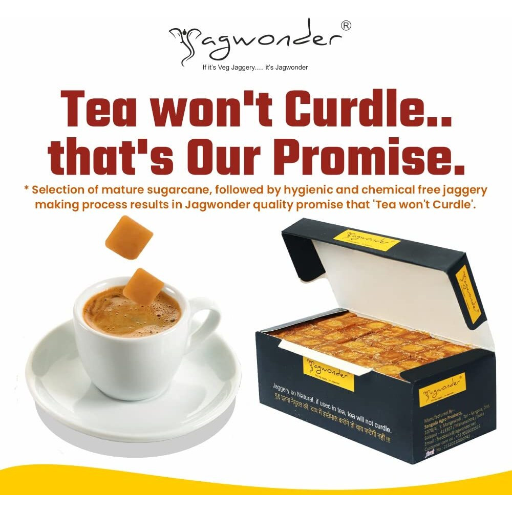 Jagwonder Jaggery Cubes |Pack of 2(850gm each) |The Natural Sweetener & Desi Gur |Organic Grown & Chemical Free |Best Ideal Sugar Cubes for Tea |Pure with No Preservatives Added