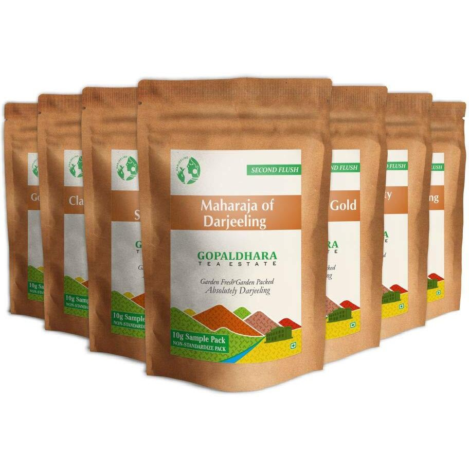 GOPALDHARA Darjeeling Second Flush Teas Sample Pouches, Item Form Loose Leaves, Chai Tea (Pack Of 7 Teas - 10 Gm Each) - Special Ftgfop1 Finest Tea From Tea Estate