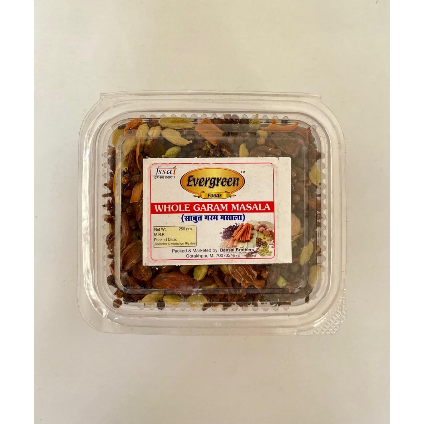 Evergreen Foods Garam Masala | Whole Garam Masala | Sabut Spices, 250 Gm