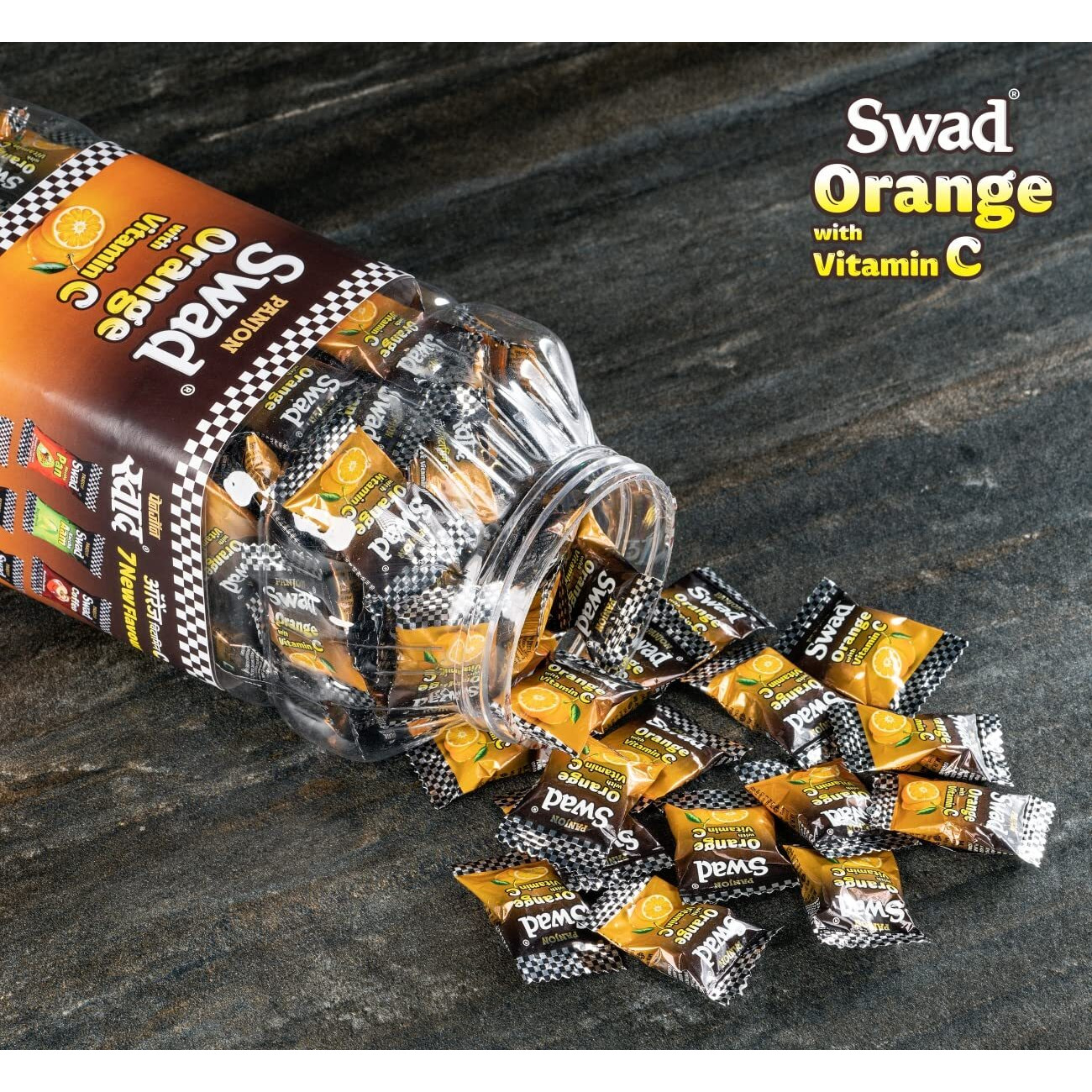 Swad Orange Candy with Vitamin C (Healthy Immunity Tablet Bite Toffee) Jar, 500g
