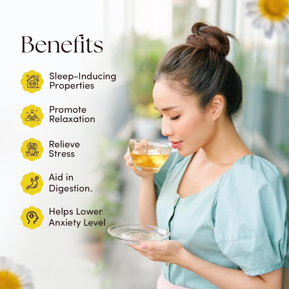 The Tea Heaven Loose Whole Leaf & Natural Organic Chamomile Tea | Relaxing & Soothing Herbal Sleep Tea | Eco-Friendly, Caffeine Free Herbal Dried Tea Leafs | 30 Gms (Pack Of 1)