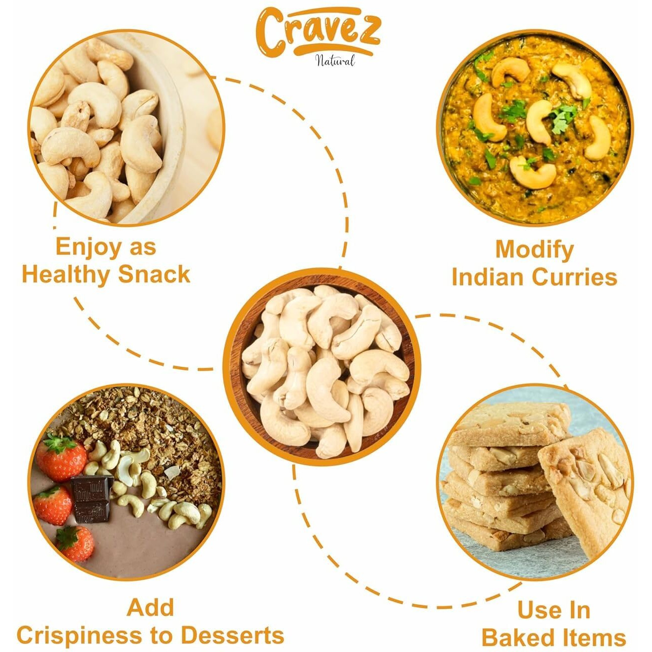 Cravez Exotic Jumbo Goa Cashews - 250gm, Bold & Sweet | 100% Natural White Cashews | Cashew Dry Fruit | Kaju | Cashews Nut | No Preservatives | No Additives | Healthy Snacks