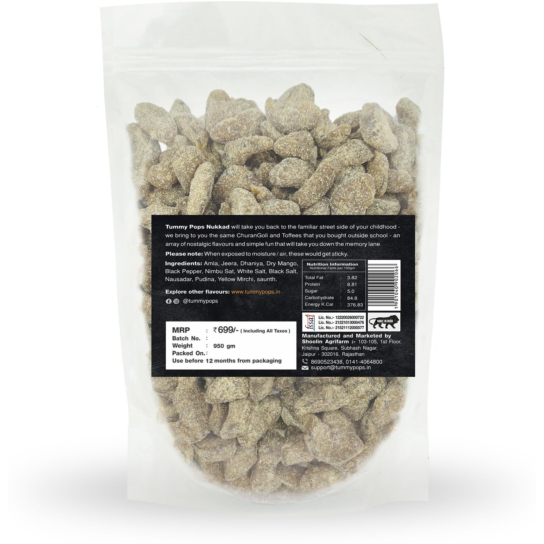 Tummy Pops | Masala Amla Candy Digestive Churan - 950gm Jar | Hygienically Prepared & Packed | Handmade & Sun-Dried After Meal Digestives