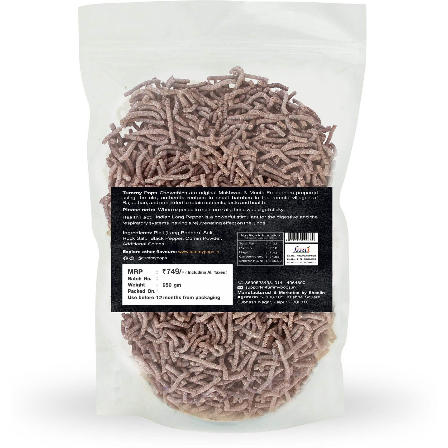 Tummy Pops | Pipli for Digestion - 950gm Pouch |Handmade Chatpata Pipli Long Pepper Churan Pachak Mukhwas Mouth Fresheners | Hygienically Prepared & Packed