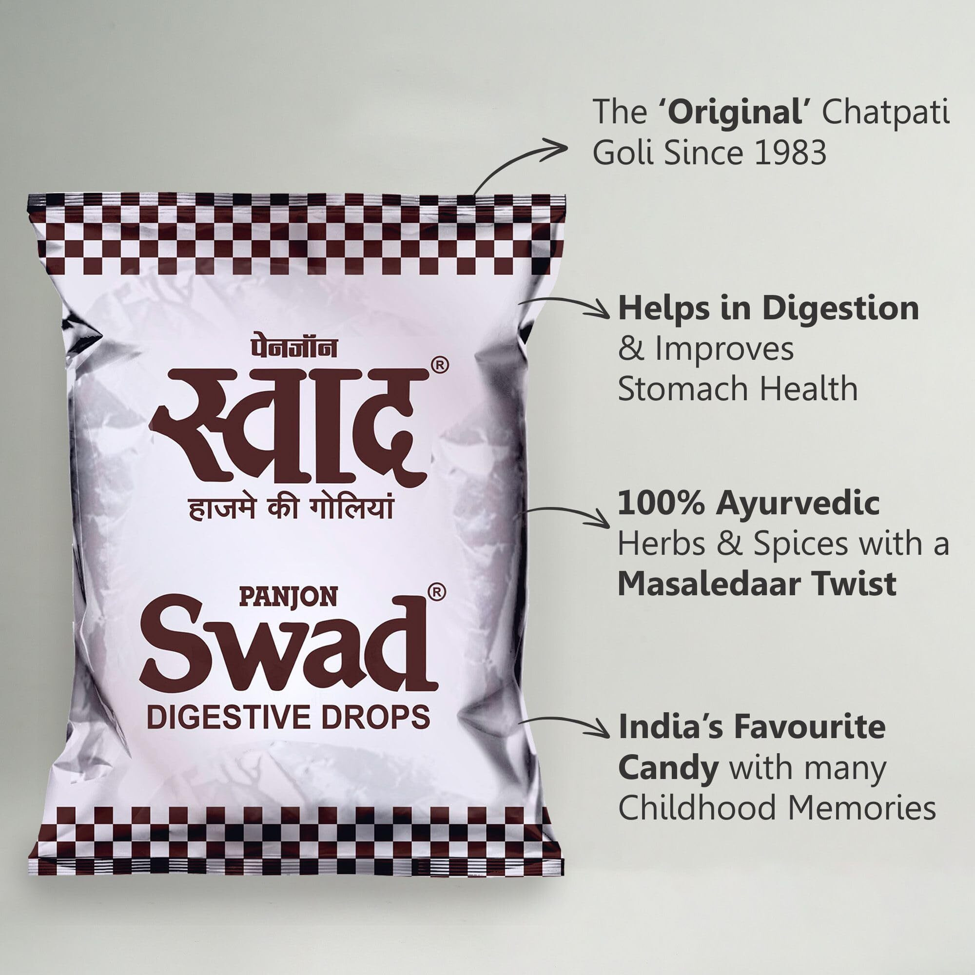 Swad Digestive Candy (50 Toffee x 3 Pack), Chatpati, Khatti Meethi Swad Original Toffee | Toffee Packet For Birthday, Party Pack for Family & Friends