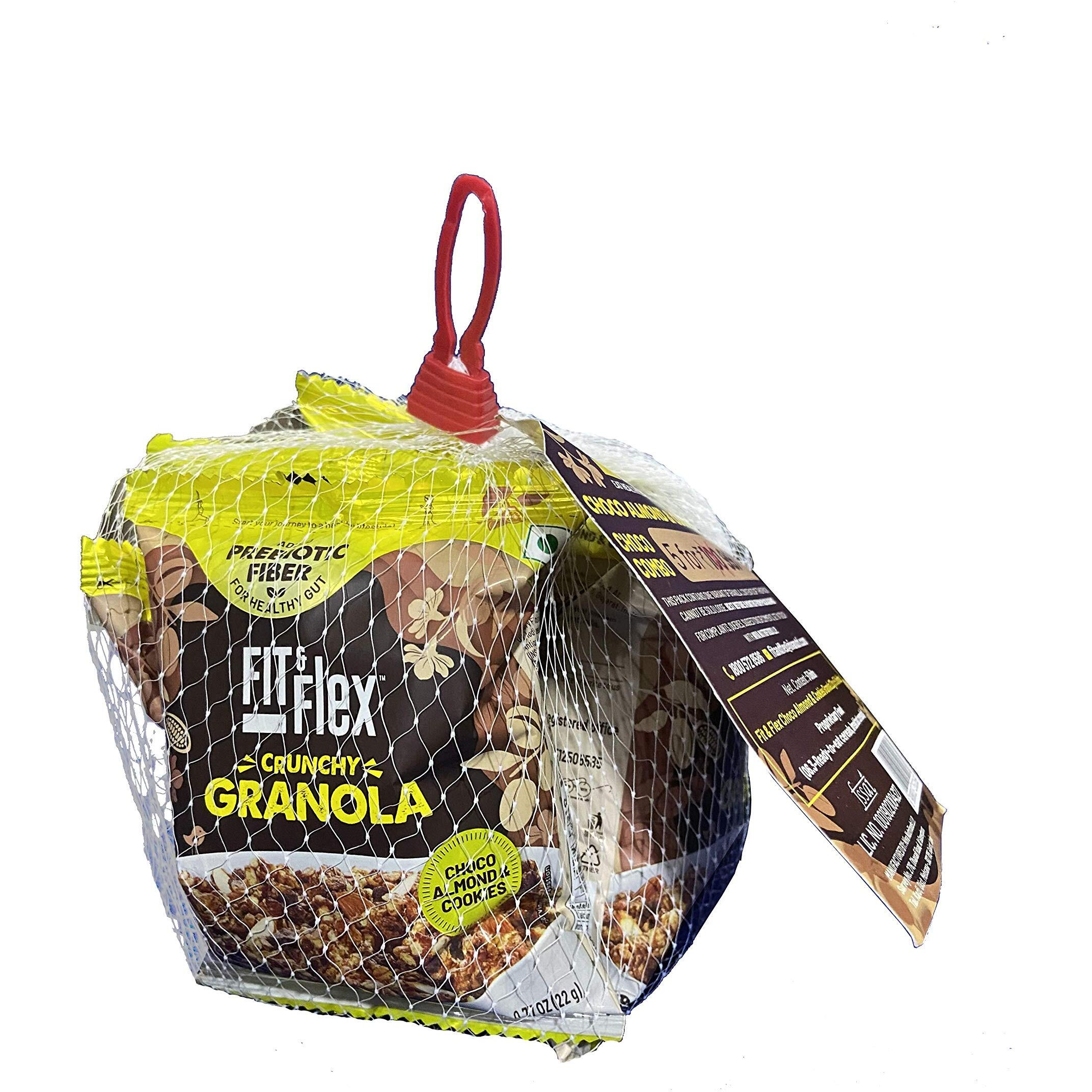 Fit & Flex Baked Chocolate Cookies & Almond granola | Oat Rich Cereal With High Protein And Fibre | Ready To Eat Healthy Breakfast Food | As Seen on Shark Tank India | 22g X 12 (Pack Of 12)