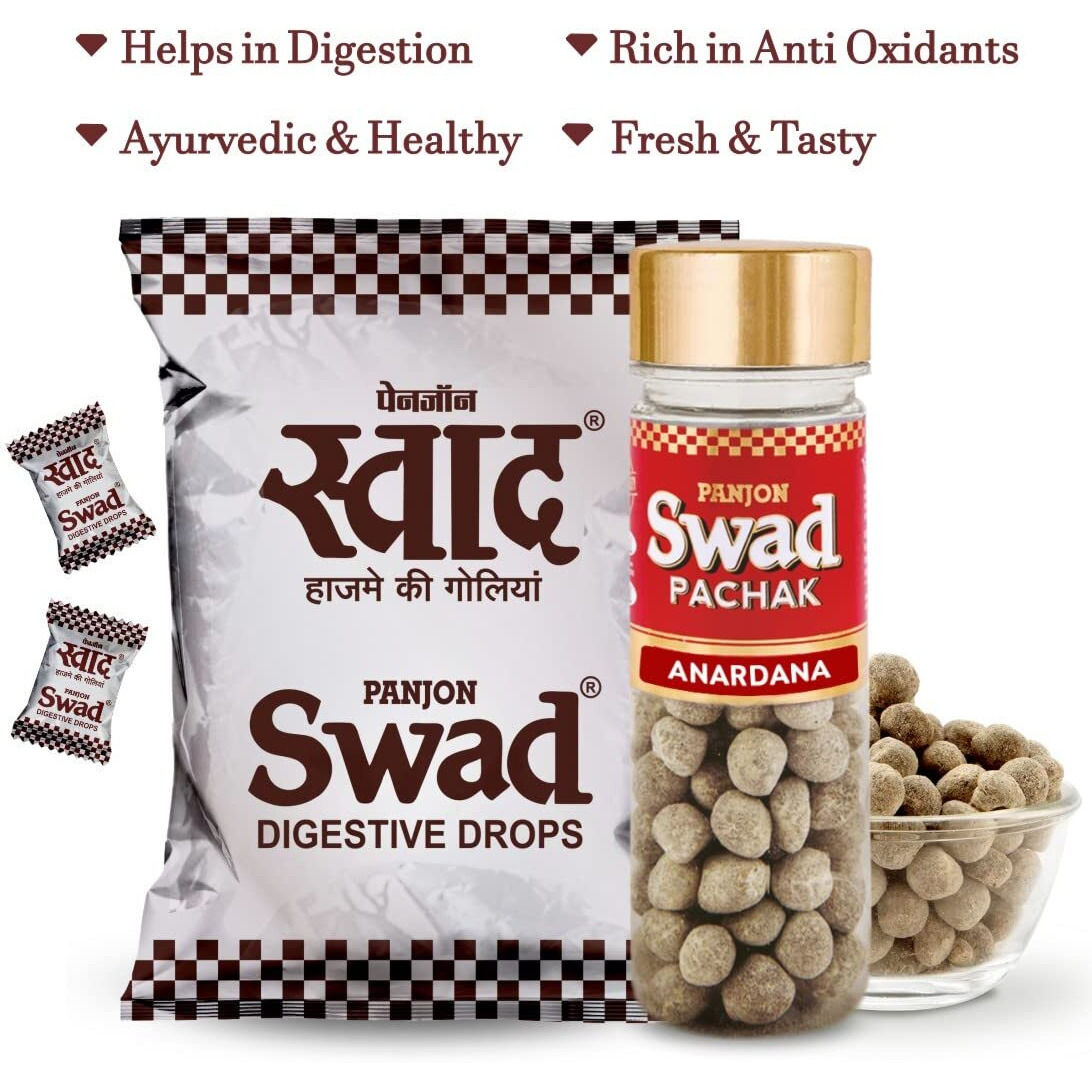 Swad Digestive Toffee & Anardana Pachak Mukhwas Mouthfreshener, 50 Candy Pack & 1 bottle, 400g