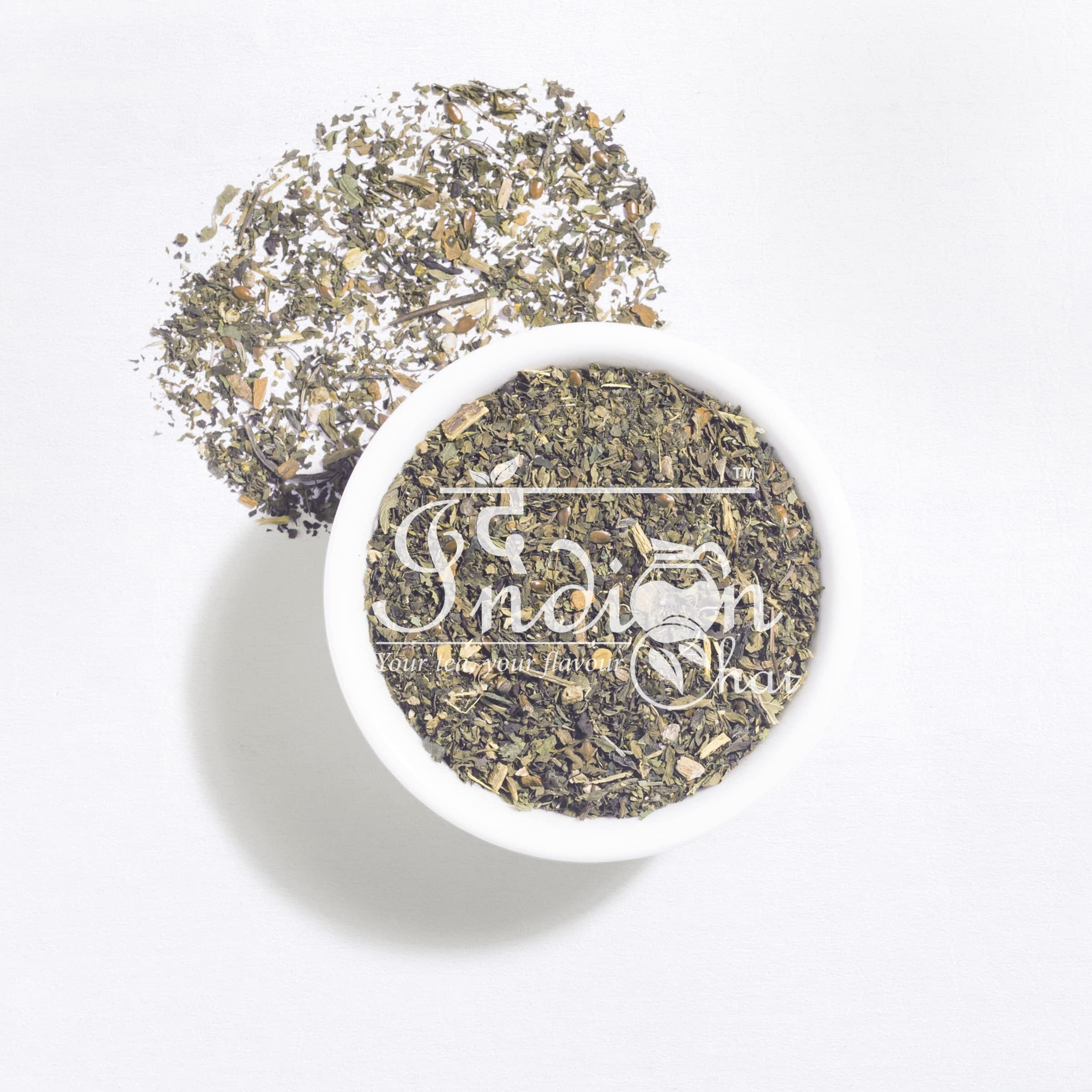 The Indian Chai - PCOS/OD Relief Herbal Tea 100g with Spearmint, Flax Seed, Chasteberry etc, Helps with Acne, Facial Hair Growth, Scalp Hair Loss related to Hormonal Imbalance