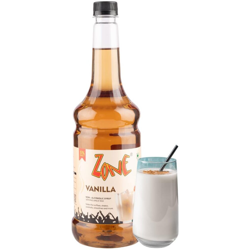 Zone Vanilla Syrup 1050ml | Sweet & Creamy Vanilla Flavor for Mochas, Smoothies, Shakes & More | 35+ Flavours