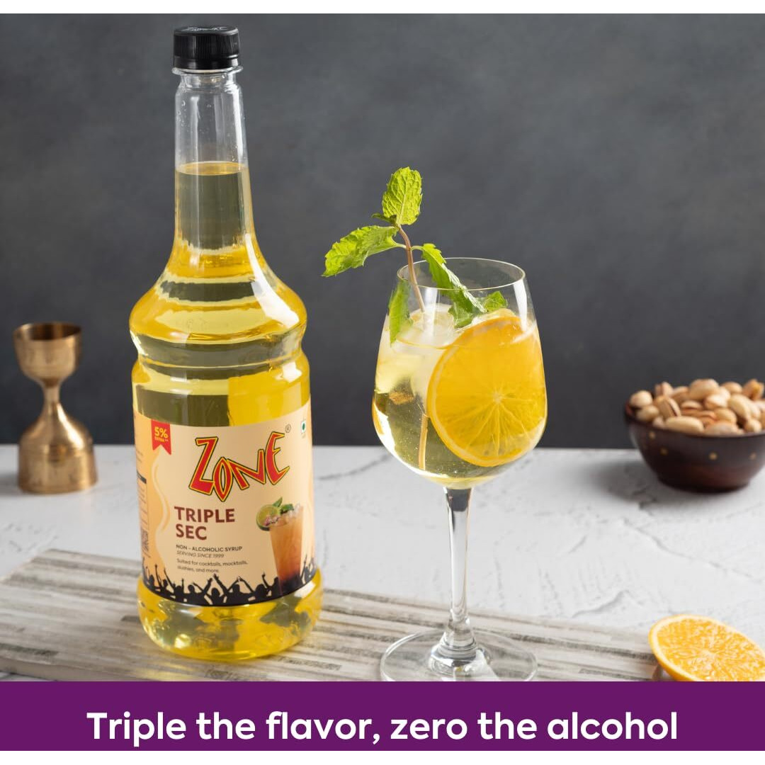 Zone Triple Sec Syrup 1050ml | Pure Citrus Flavor for Mocktails, Cocktails, Lemonades, Iced Teas & More | 35+ Flavours