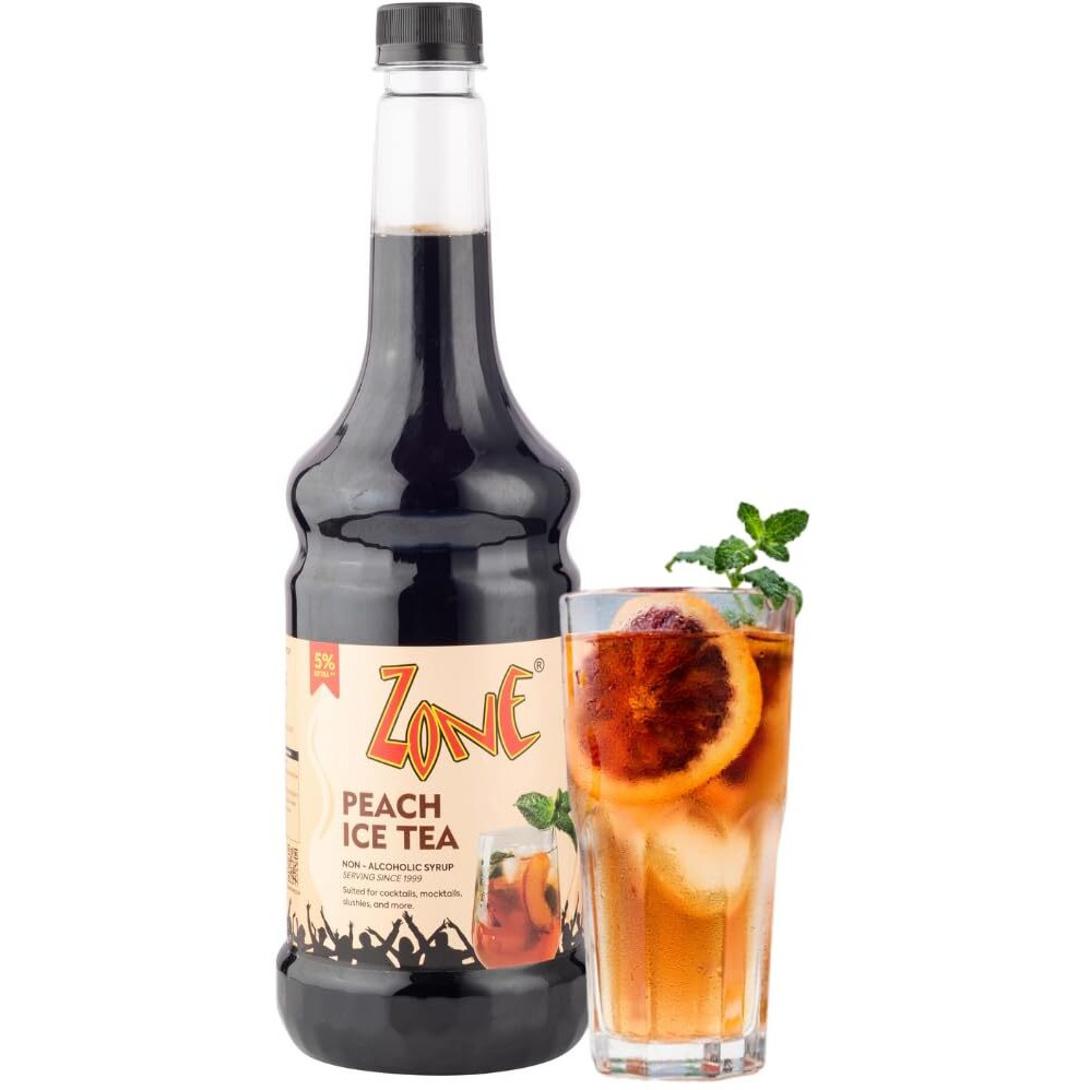 Zone Peach Iced Tea Syrup 1050ml | Fresh Natural Flavor for Mocktails, Cocktails, Lemonades, Iced Teas & More | 35+ Flavours