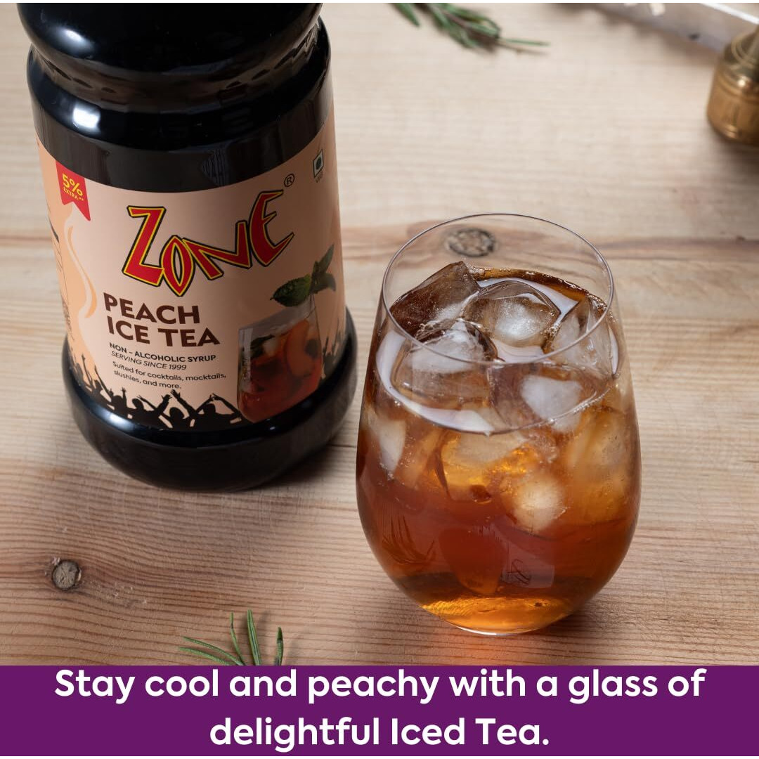 Zone Peach Iced Tea Syrup 1050ml | Fresh Natural Flavor for Mocktails, Cocktails, Lemonades, Iced Teas & More | 35+ Flavours