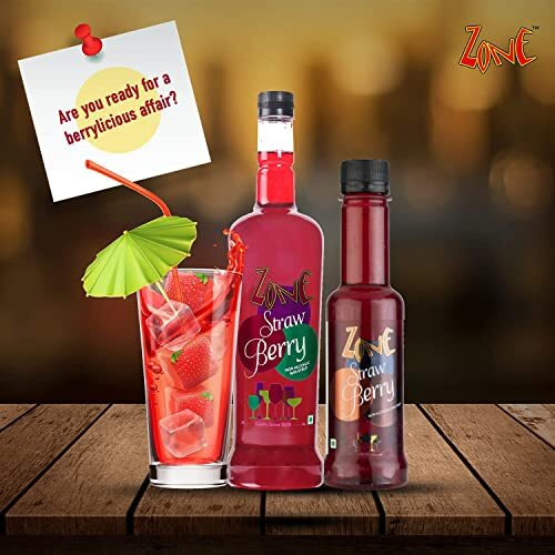Zone Strawberry Syrup 1050ml | Authentic Strawberry Flavor for Mocktails, Cocktails, Lemonades, Iced Teas & More | 35+ Flavours