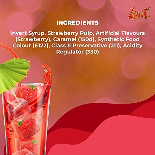 Zone Strawberry Syrup 1050ml | Authentic Strawberry Flavor for Mocktails, Cocktails, Lemonades, Iced Teas & More | 35+ Flavours